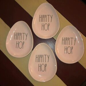Rae Dunn HIPPITY HOP Appetizer Plates Set of 4 Pink